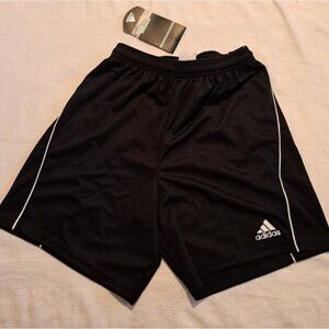 Adidas Trussie girls size Large soccer shorts, all black with white accent, NWT